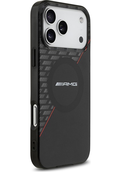 iPhone 17 Pro Max Kılıf Amg Lisanslı M-Safe Uyumlu Kırmızı Çapraz Çizgili Kapak Siyah-Kırmızı fırsatları