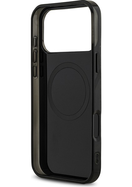 iPhone 17 Pro Max Kılıf Amg Lisanslı M-Safe Uyumlu Kırmızı Çapraz Çizgili Kapak Siyah-Kırmızı