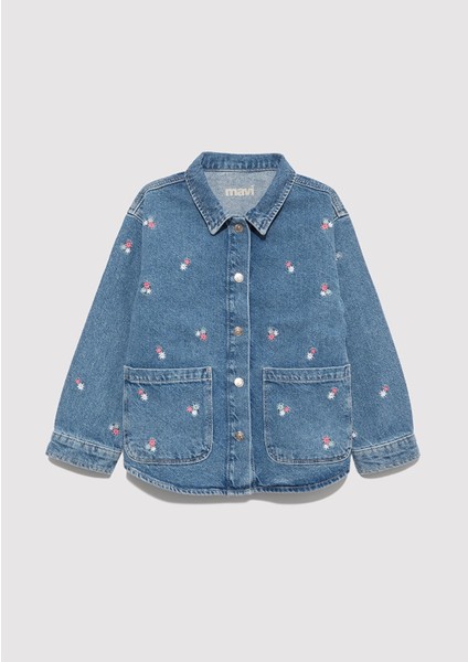 7210002-90881 Lulu Mavi Jean Gömlek