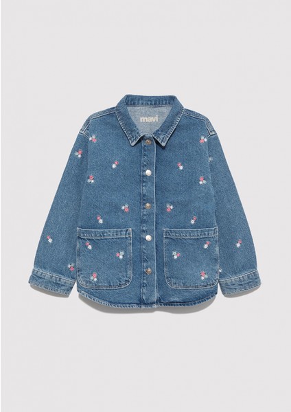 7210002-90881 Lulu Mavi Jean Gömlek modelleri