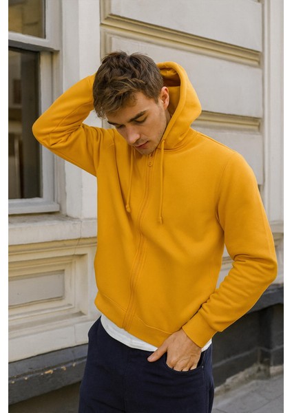 Erkek Fermuarlı Kapüşonlu Içi Polarlı Sweatshirt