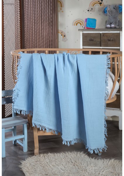 4 Katlı, %100 Pamuk Çok Amaçlı Bebek Müslin Örtüsü, 110 x 120 cm