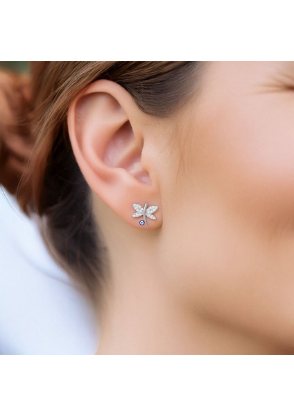 Nazar Mineli Yusufçuk Beyaz Gümüş Küpe fiyatları