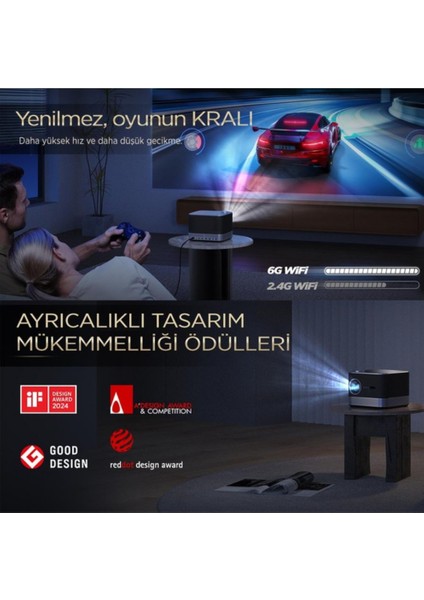 Aurzen Boom 3 Wifi + Bluetooth 300 Inç 4K Smart Tv Projeksiyon Cihazı Siyah fırsatları