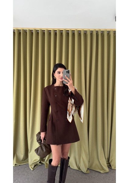 Düğmeli Kahverengi Ceket Elbise fırsatları