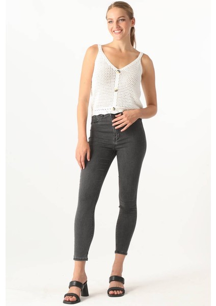 Kadın Gri Skinny Jean Pantolon modelleri