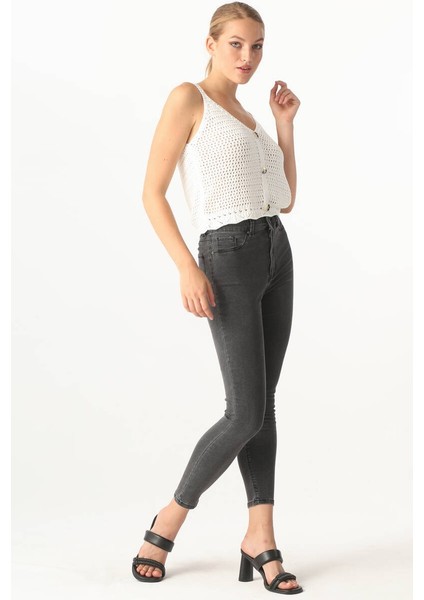 Kadın Gri Skinny Jean Pantolon indirimleri