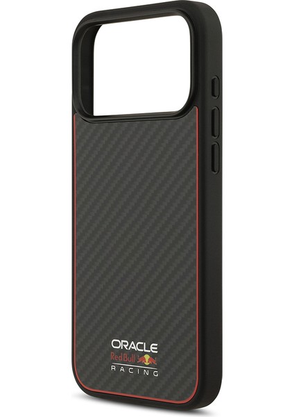 iPhone 17 Pro Max Uyumlu Kılıf Redbull Lisanslı M-Safe Şarj Özellikli Karbon Fiber Kevlar Kapak Siya