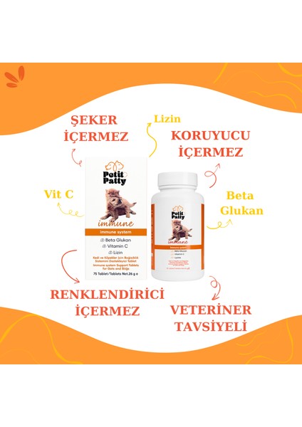 Immune System Kedi ve Köpekler Için Destekleyici Tablet (75 Tablet)