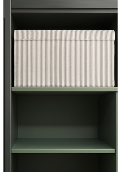 2'li Mega Boy Kutu Hurç, Organizer Kutusu, Çok Amaçlı Saklama Kutusu, Gri Çizgili Desen 60X40X30 cm