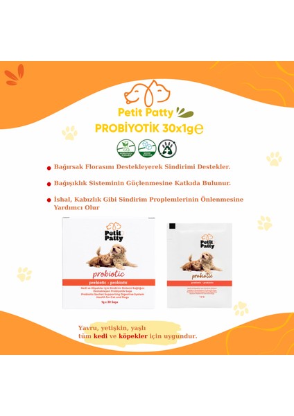 Probiotic Kedi ve Köpekler Için Probiyotik Saşe 30X1G fırsatları