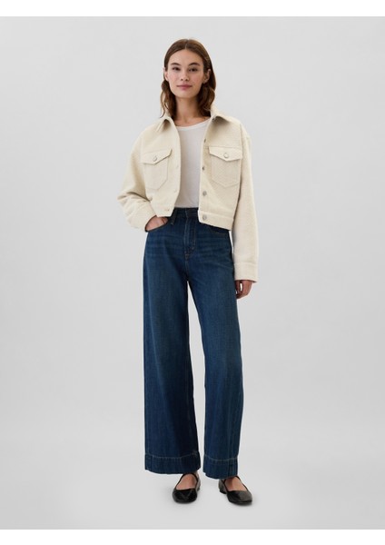 Kadın Kırık Beyaz Geri Dönüştürülmüş Relaxed Kısa İkon Ceket fırsatları