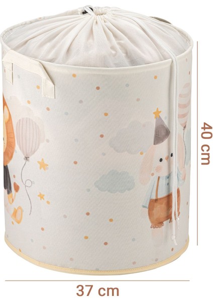 Tavşan Baskılı Fileli Çok Amaçlı Oyuncak Kirli Çamaşır Sepeti Katlanır Düzenleyici Sepet 37X40 fırsatları