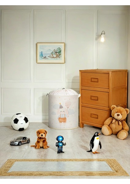 Tavşan Baskılı Fileli Çok Amaçlı Oyuncak Kirli Çamaşır Sepeti Katlanır Düzenleyici Sepet 37X40 indirimleri