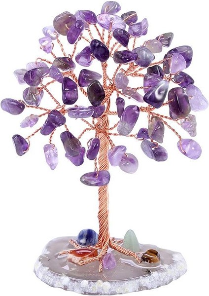Ametist “yaşam Ağacı” Kristal Bonsai – Doğal Taş Dekor | El Yapımı Tel Ağaç Meditasyon & Ofis Masaüstü Süs