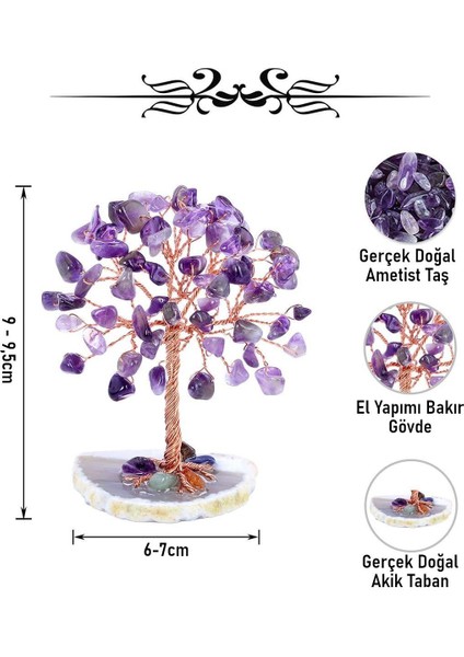 Ametist “yaşam Ağacı” Kristal Bonsai – Doğal Taş Dekor | El Yapımı Tel Ağaç Meditasyon & Ofis Masaüstü Süs modelleri
