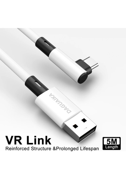 Oculus Quest ile Uyumlu Vr Link Kablosu Yüksek Hızlı Usb-C Pc Bağlantı Kablosu, L Şekilli Konforlu Tasarım, Düşük Gecikmeli Vr Oyun Deneyimi 5 Metre Ex-1 (Usb To Type C) modelleri