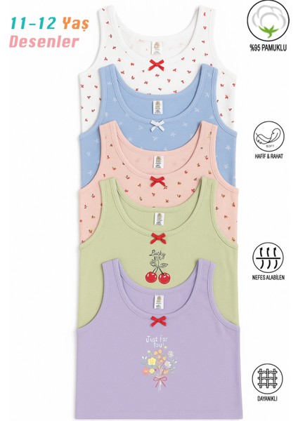 Underwear Özkan 41600 5'li Paket Kız Çocuk Karışık Renkli Desenli Pamuklu Yumuşak Rahat Kalın Askılı Atlet fiyatları