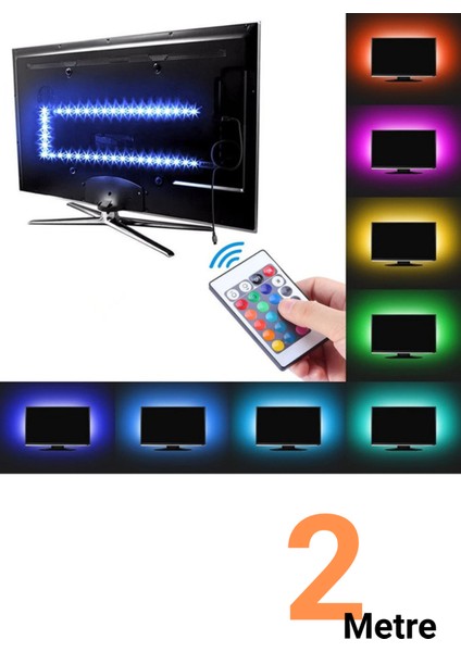 Tv Arkası 5V Rgb Şerit LED Monitör Arkası Kumandalı 5V Rgb Şerit LED İç Mekan Rgb LED Işıldak 5V Rgb LED Şerit İç Mekan