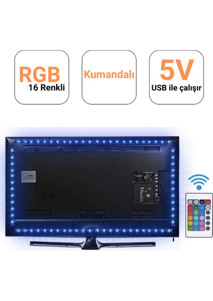 Tv Arkası 5V Rgb Şerit LED Monitör Arkası Kumandalı 5V Rgb Şerit LED İç Mekan Rgb LED Işıldak 5V Rgb LED Şerit İç Mekan fiyatları