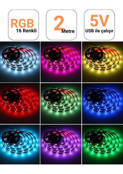 Tv Arkası 5V Rgb Şerit LED Monitör Arkası Kumandalı 5V Rgb Şerit LED İç Mekan Rgb LED Işıldak 5V Rgb LED Şerit İç Mekan fırsatları