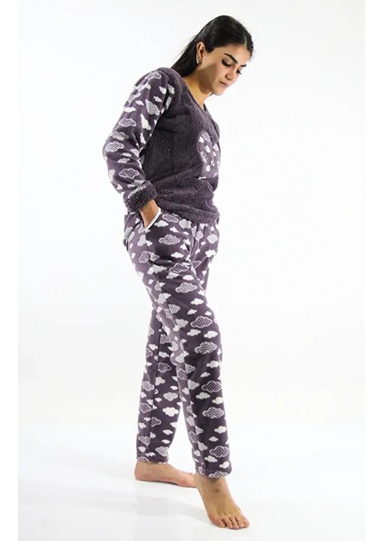 Sıfır Yaka Polar Pijama Takımı modelleri