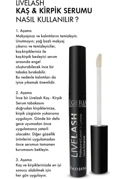 Egeria Kaş ve Kirpik Serumu 12 ml Hassas Kıl Köklerini Güçlendiren Yoğun Besleyici Formül indirimleri