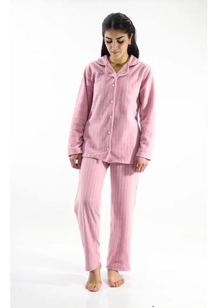 Önden Düğmeli Polar Pijama Takımı