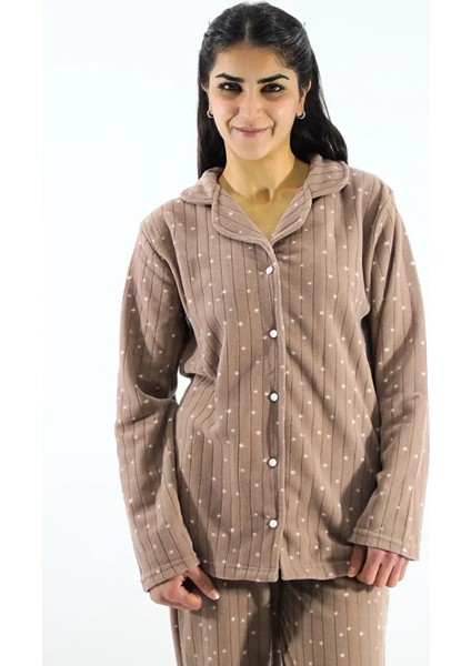 Önden Düğmeli Polar Pijama Takımı modelleri