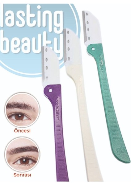Kadın Yüz Jileti ve Kaş Usturası 3'lü Set Ergonomik Tasarım Tahriş Önleyici Bıçaklar fiyatları
