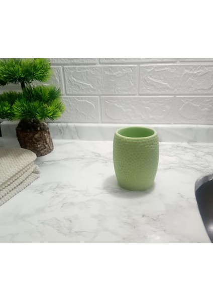 2 Adet Diş Fırçalık,macunluk Yeşil Petek Desenli Poliresin 8X8X10CM 400ML Banyo Seti fırsatları