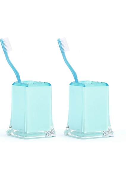 2 Adet Diş Fırçalık Buz Mavisi Akrilik 6X6X11CM Banyo Seti