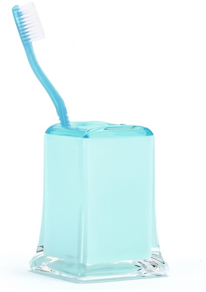 2 Adet Diş Fırçalık Buz Mavisi Akrilik 6X6X11CM Banyo Seti