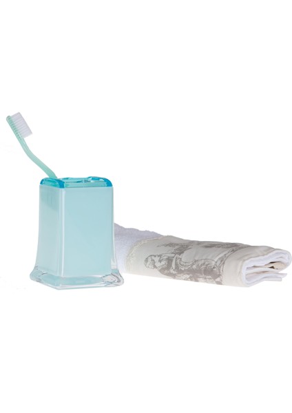 2 Adet Diş Fırçalık Buz Mavisi Akrilik 6X6X11CM Banyo Seti