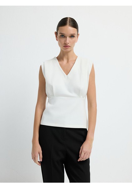 Kolsuz Büzgülü Bluz Kemik 11545831000