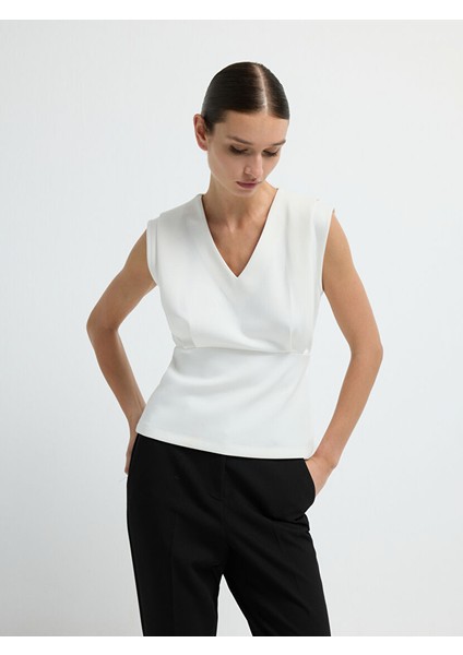 Kolsuz Büzgülü Bluz Kemik 11545831000 fırsatları