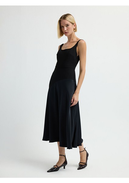 Kolsuz Uzun Elbise Siyah 12444742001 modelleri