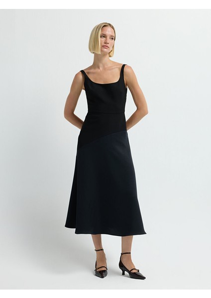 Kolsuz Uzun Elbise Siyah 12444742001 fırsatları