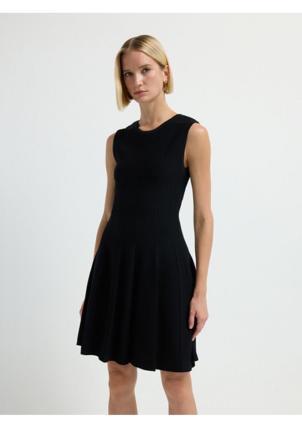 Kolsuz Triko Elbise Siyah 12445593000