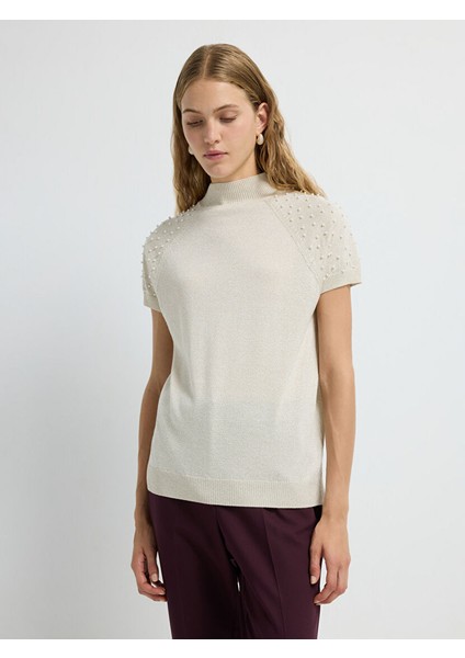 Inci Simli Triko Kazak Kemik 13945620000