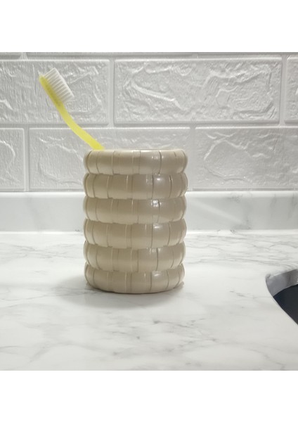 2 Adet Diş Fırçalık Örgü Model Banyo Aksesuarı 8X8X11CM Banyo Seti fiyatları