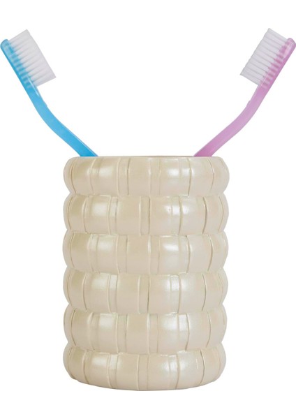 2 Adet Diş Fırçalık Örgü Model Banyo Aksesuarı 8X8X11CM Banyo Seti