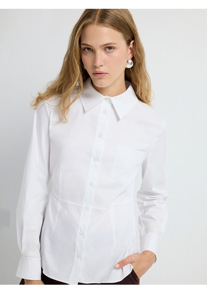 Dikiş Detaylı Gömlek Beyaz 13045807000 indirimleri