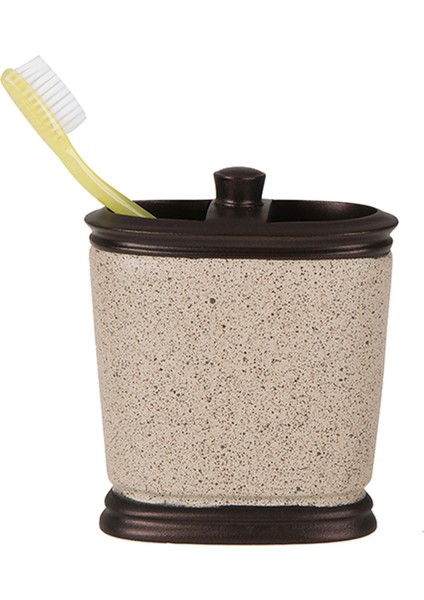 2 Adet Diş Fırçalık Bronz Kumlu Poliresin 10X12X5CM Banyo Seti