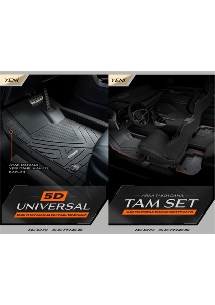 Icon 5d Havuzlu Paspas 5 Parça Siyah modelleri