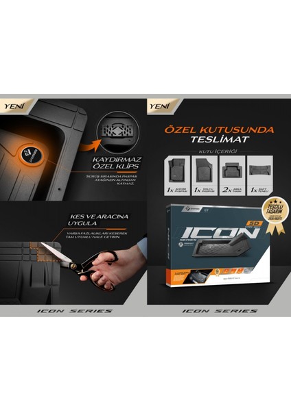 Icon 5d Havuzlu Paspas 5 Parça Siyah fırsatları