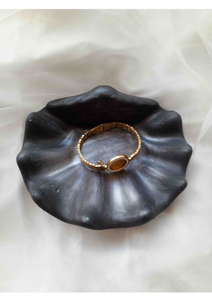 Mat Siyah Deniz Kabuğu Formlu Beton Takı Kasesi – Taş Tozu Karışımlı Dekoratif Tabak fiyatları