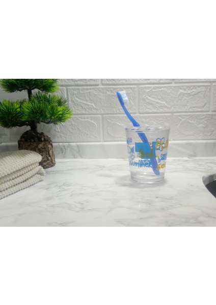 2 Adet Diş Fırçalık Deniz Desen Akrilik 8X8X9CM 350ML Banyo Seti indirimleri