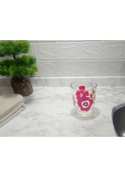 2 Adet Diş Fırçalık ve Macun Kabı Kırmızı Papatya Akrilik 8X8X9CM Banyo Seti fırsatları