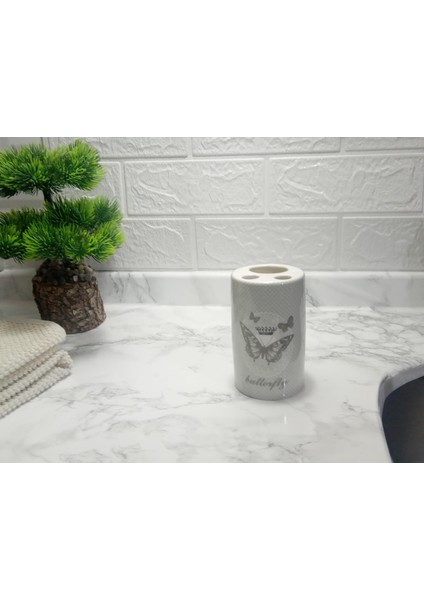 2 Adet Seramik Diş Fırçalık Kelebek Desenli 7X7X11CM Banyo Seti indirimleri